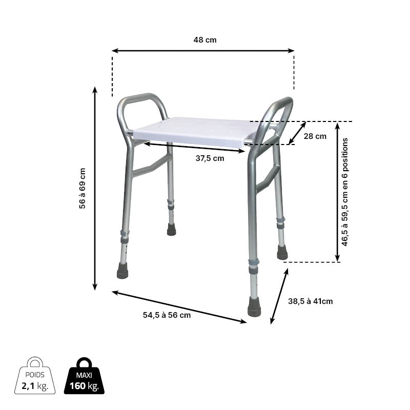 Tabouret de Douche avec Accoudoirs - DJERBA