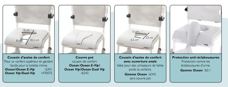 CHAISE DE DOUCHE A POUSSER OCEAN VIP XL ASSISE INCLINABLE POIDS MAX 150 KGDalayrac